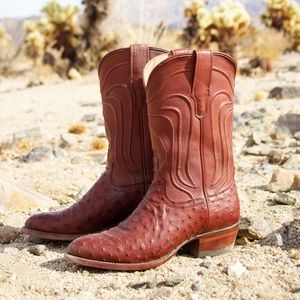 Tecovas ‘The Jessie’ Ostrich Leather Cowgirl Boot Bourbon Brown *Like New*